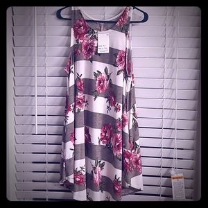 Stripes and flowers dress with pockets